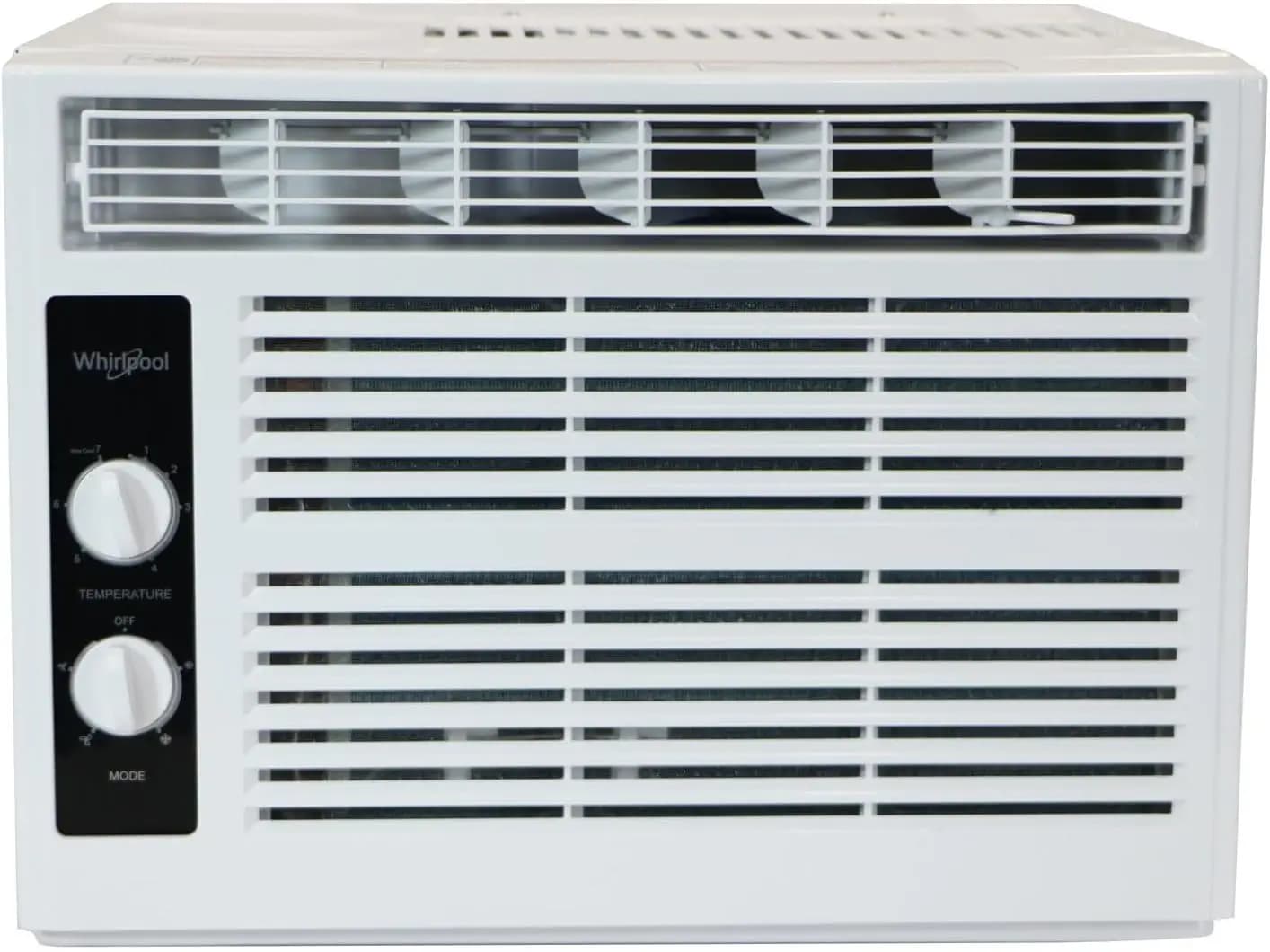 Mechanical Control Window Air Conditioner and Dehumidifier, 115V 5,000 BTU AC Unit for Apartments, Dorm Rooms, and Small Spaces up to 150 Sq. Ft., White