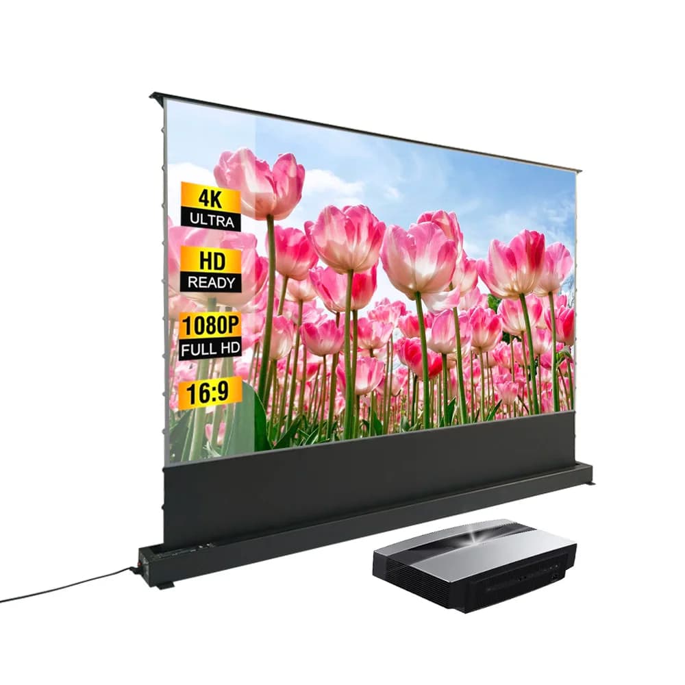 Schermo di Proiezione Motorizzato ALR da 84 Pollici CBSP, Schermo per Proiettore UST PET per Home Theater