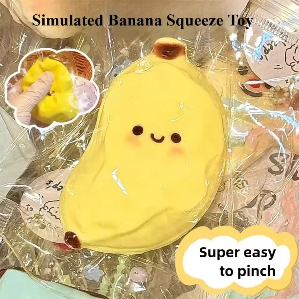 Giocattolo Squishy a Forma di Banana - Giocattoli Sensoriali Antistress per Bambini e Adulti, Regalo Scherzo Cibo Finto Morbido per Compleanno