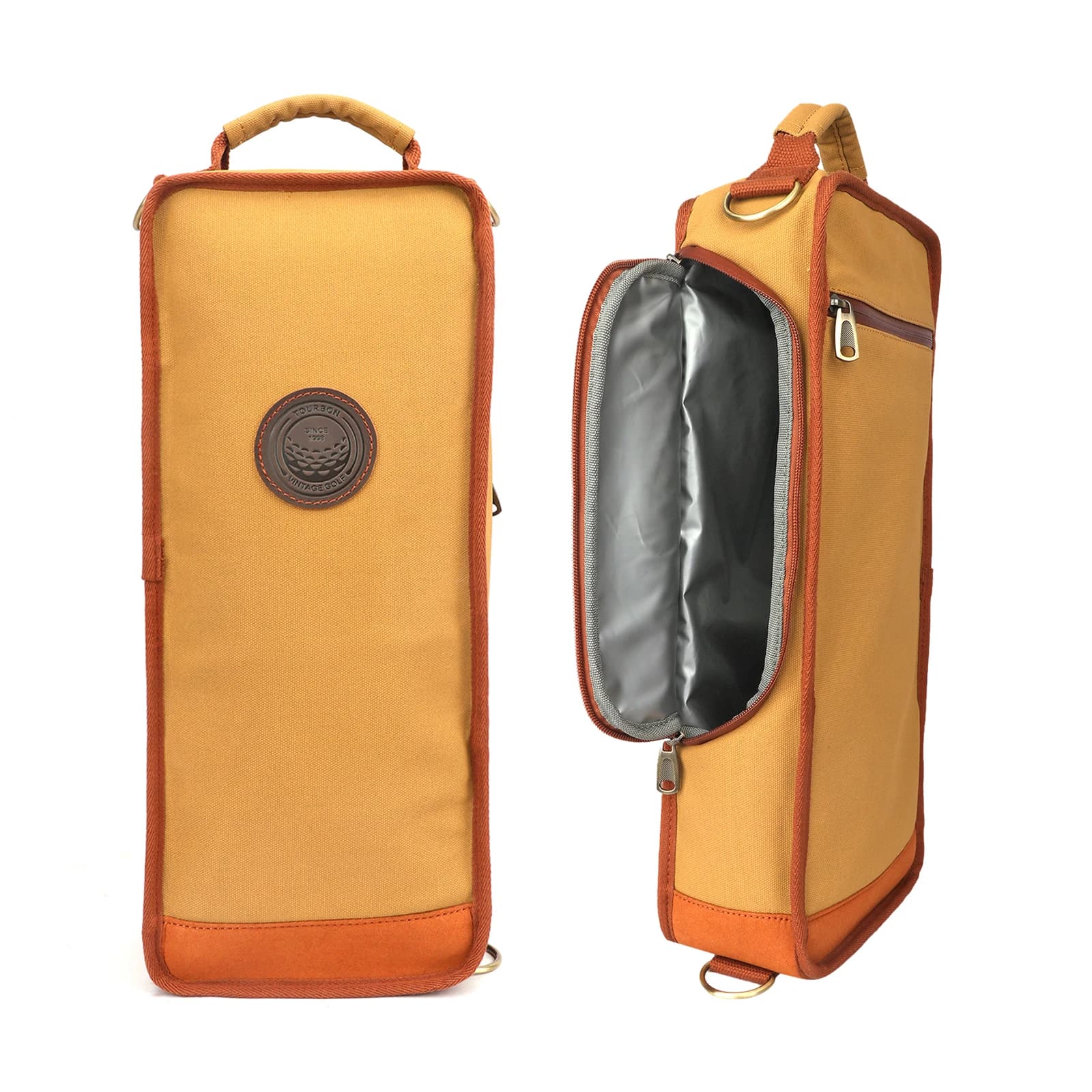 Accessori da Golf Tourbon borse per il trasporto di raffreddamento in tela il dispositivo di raffreddamento della birra isolato contiene 6 lattine o due bottiglie di vino Khahai