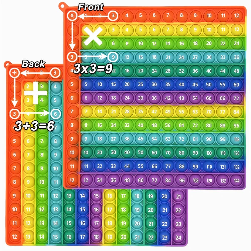 Giochi di moltiplicazione Grafico di aggiunta Giocattoli Fidget, 12x12 e 12+12 volte Attività di pratica matematica da tavolo, Giocattoli educativi Montessori