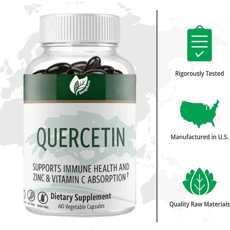 Quercetin 500mg, support supplement for heart health - Helps absorption of zinc and vitamin C (60 vegetarian capsules)