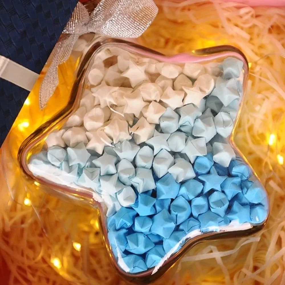 Paper Star Five Pointed Star Bottle Gift Box Kawaii Decorative Paper Origami Stars Paper Strips Gradient Blue House Decoracion