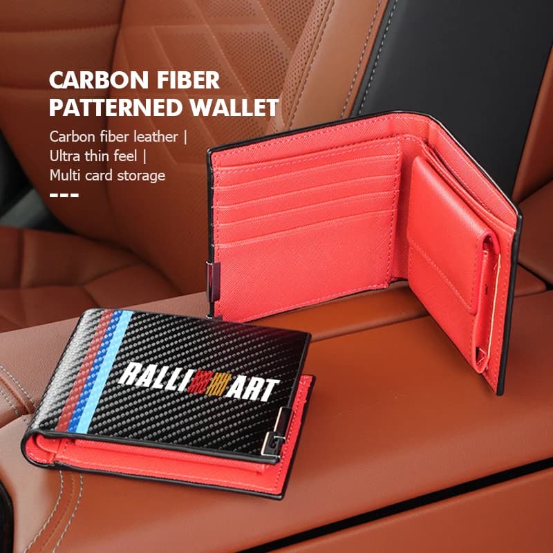 Men's Wallet With Coin Pocket RFID Protection Carbon Fiber Purse For Mitsubishi Outlander Lancer Cross Colt Xpander Mirage