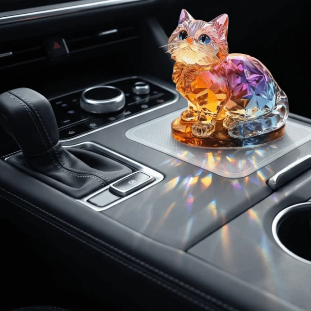 Acrylic 2D Cat Sculpture Crystal Handmade 2D Kitten Figure Colorful Miniature 2D Cat Ornament Festival Party