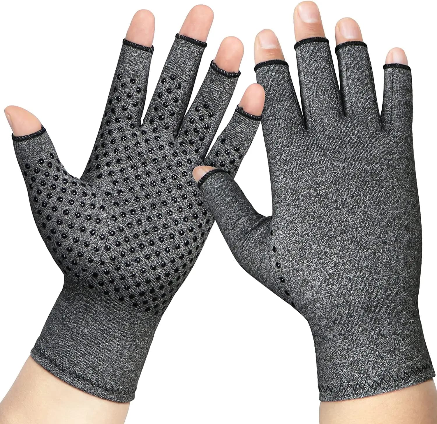 Guanti a compressione da 4 paia guanti in Silicone con mezze dita per l'artrite guanti da ciclismo sportivi per la protezione solare da guida antiscivolo uomo donna