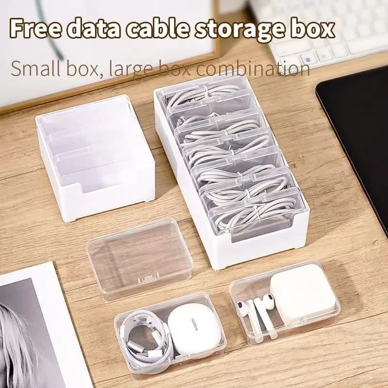 Set di Scatole Organizzatrici per Cavi in Plastica Resistente, per Gestione di Cavi di Ricarica e Dispositivi Mobili, Accessori per Ufficio