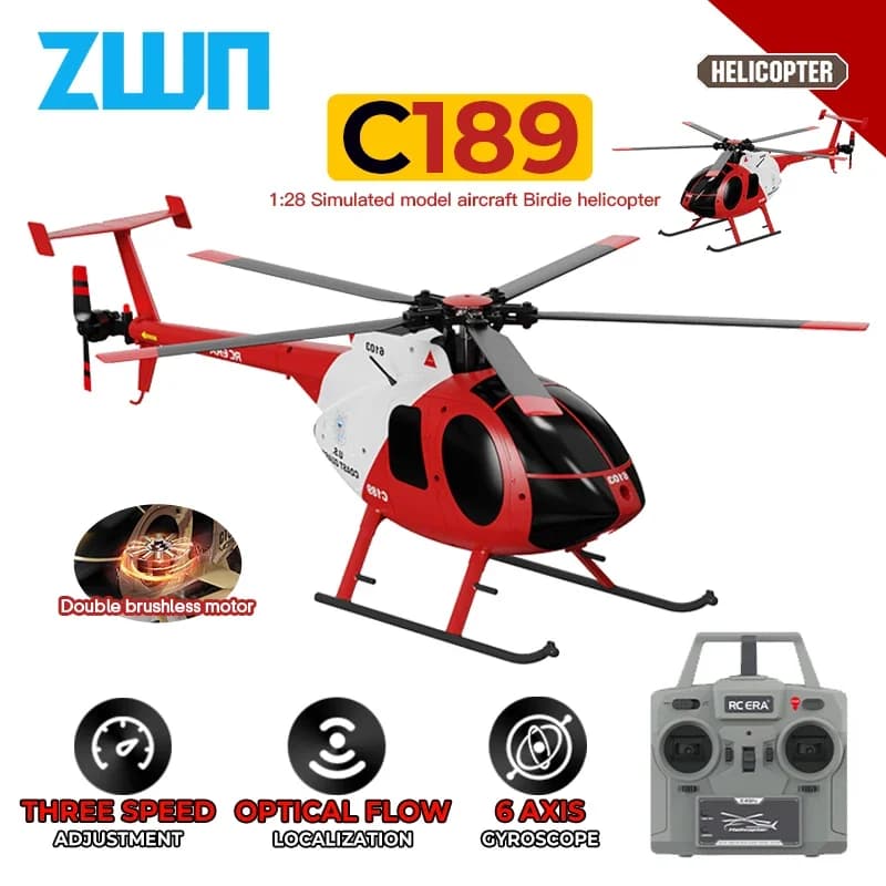 C189 2.4G RC Elicottero 6-Aixs Giroscopio 4CH Mantenimento dell'altitudine Flusso ottico Brushless Elicottero telecomandato Giocattoli per bambini adulti
