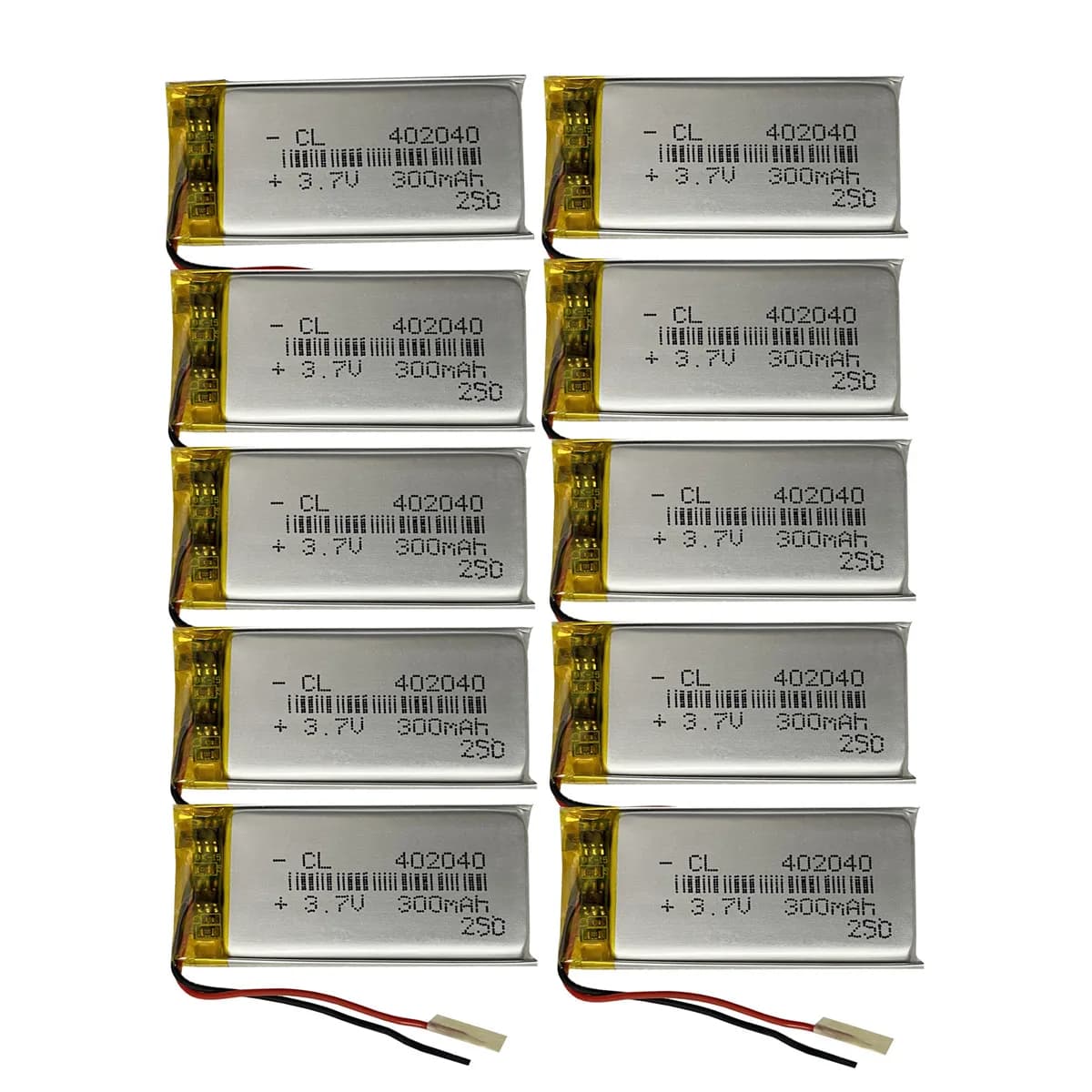 10PCS 3.7V 300mAh 402040 Rechargeable Battery for MP3 GPS DVD Recorder Bluetooth E-book Camera Smart Watch Bracelet Led Light