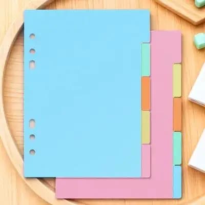 10 divisori per raccoglitori in plastica traslucida colorata con etichette indice A5 a 6 fori per quaderni, agenda, studio, casa