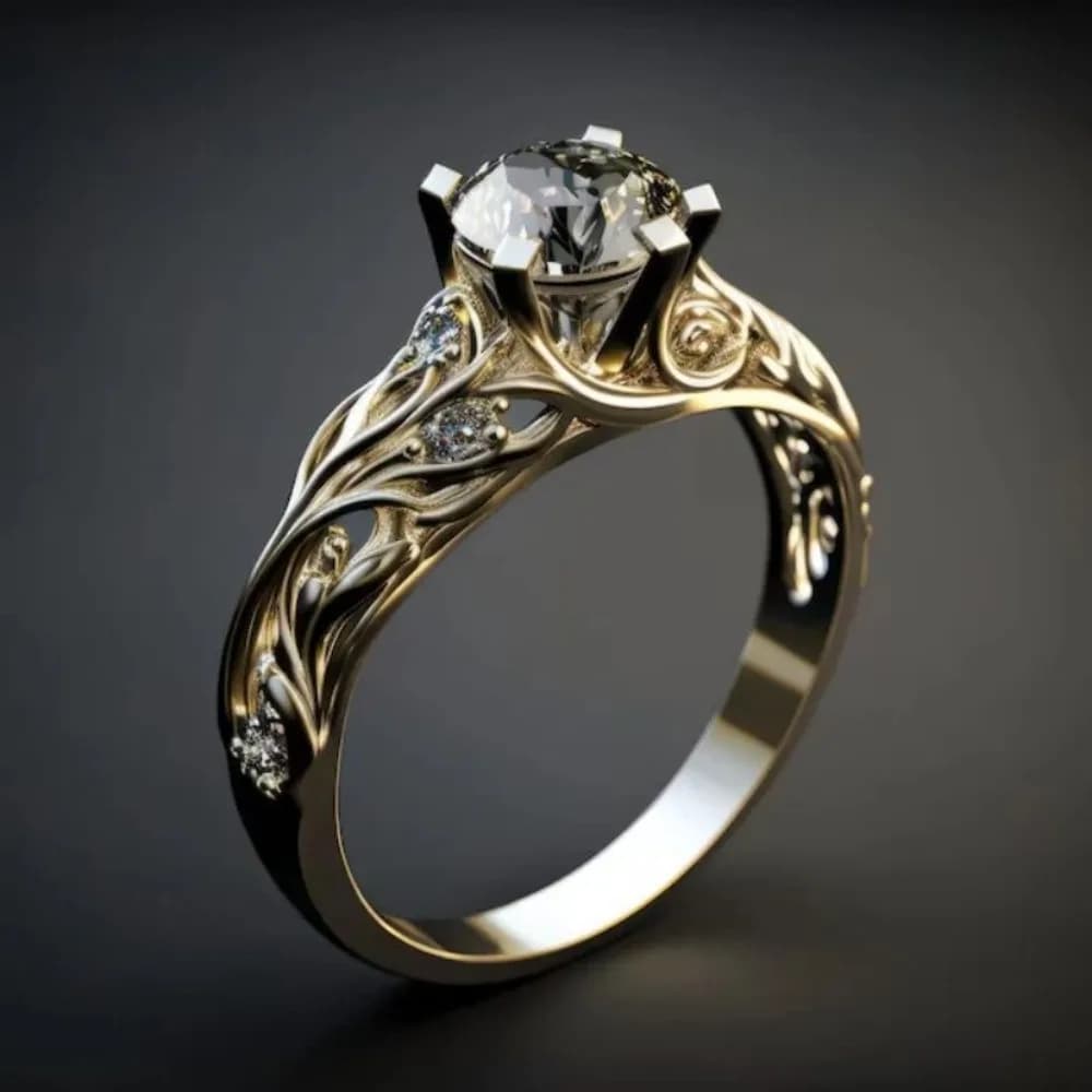 1 PC Vintage Vine Cubic Zirconia Ring Four Prong Vintage Engagement Ring for Women Delicate Unique Light Luxury Elegant High End Dainty Stackable Wedding Band Gift for Friend