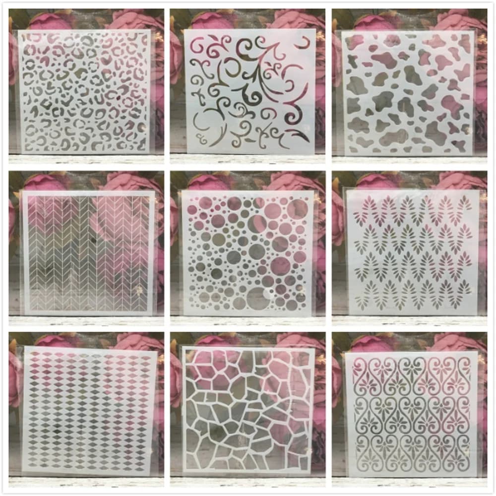 9 pz/set 13cm Bubble Dot fiore freccia Texture fai da te stencil stratificazione pittura Scrapbooking goffratura Album Template