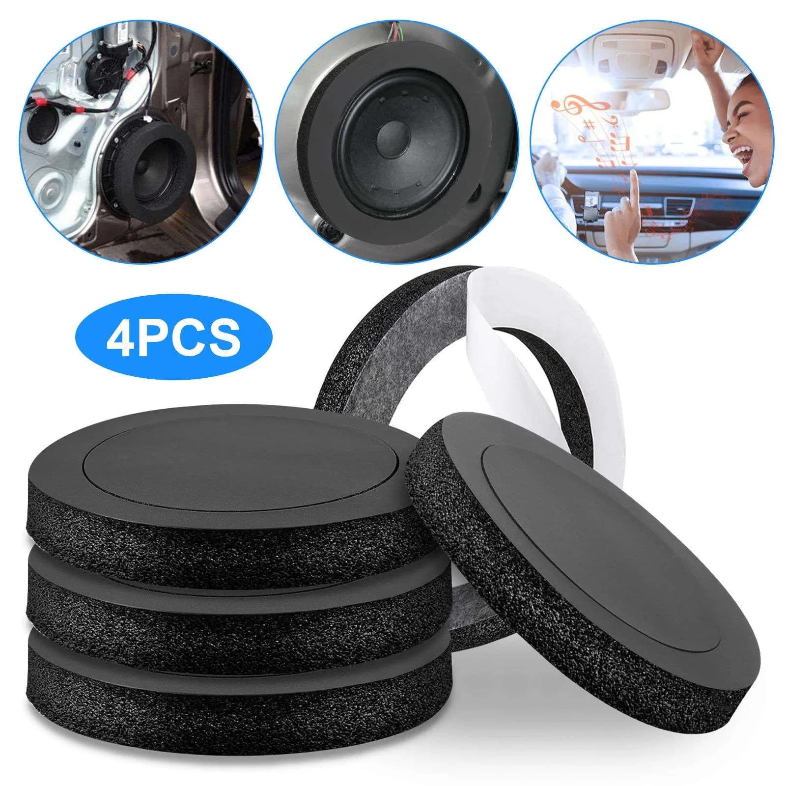 4Pcs/lot 6.5" Car Door Noise Insulation Cushion Dash Speaker Bass Ring Woofer Foam Pad For Car Door Speaker Interior Accessories