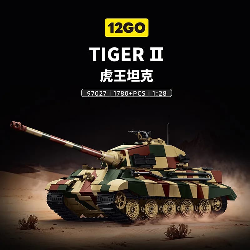 Blocchi da Costruzione Carro Armato Militare Tiger II della Seconda Guerra Mondiale, Modellino di Carri Armati Tedeschi, Armi e Soldati, Giocattoli per Bambini, Regalo di Compleanno