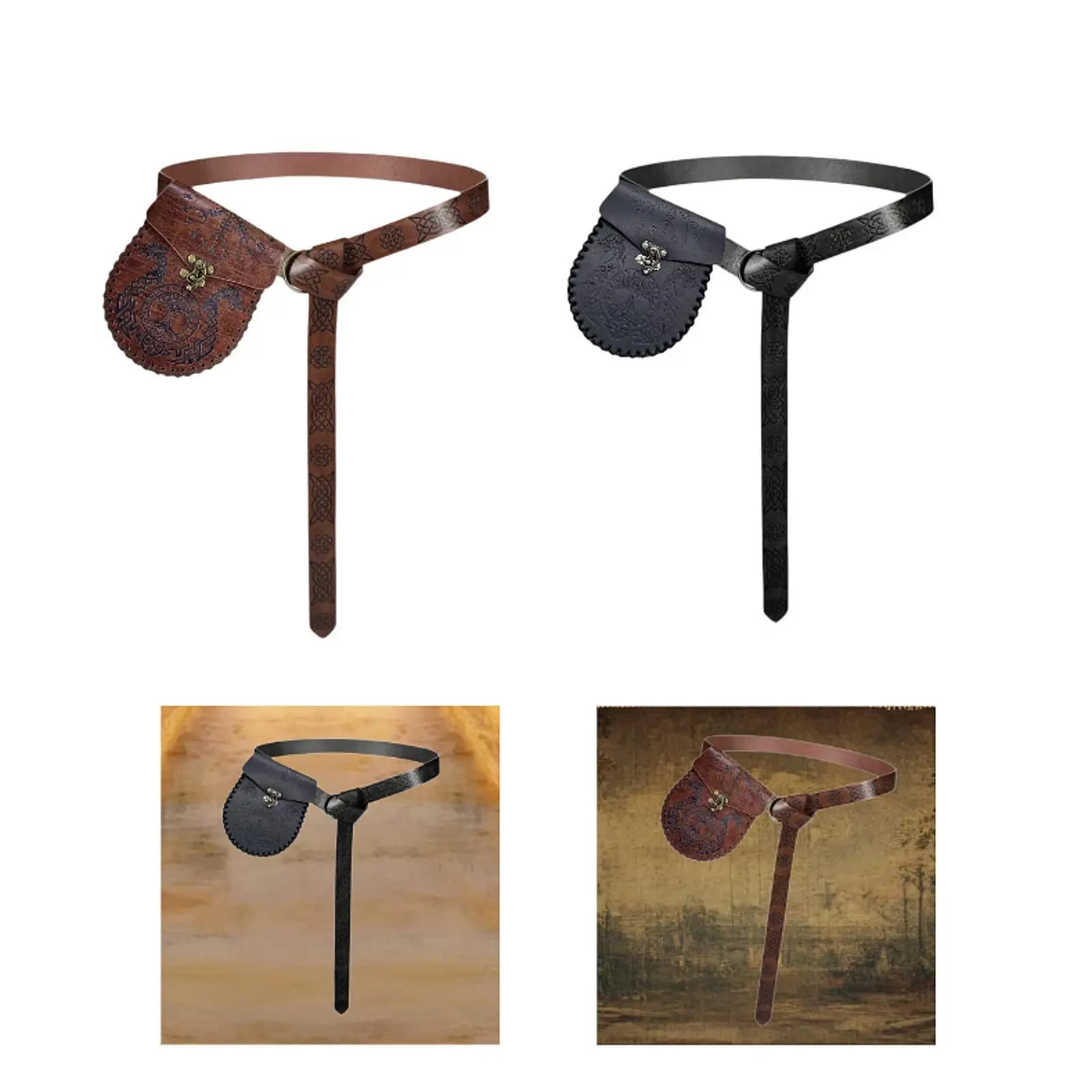 Set di 2 borse da cintura vintage medievali, borsa laterale per amici del Carnevale e delle mascherate