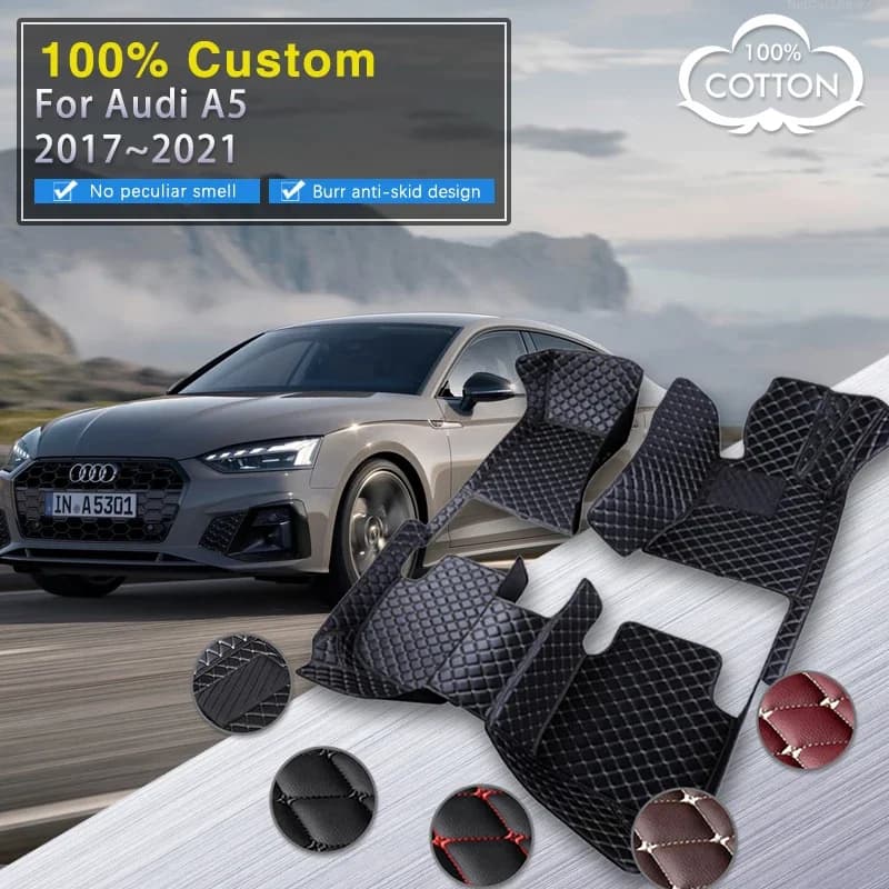 Tappetini per auto 3D per Audi A5 8W6 MK2 2017 ~ 2021 Set di tappeti durevoli Parte interna automatica Tappetino in pelle di lusso Accessori auto 4 D