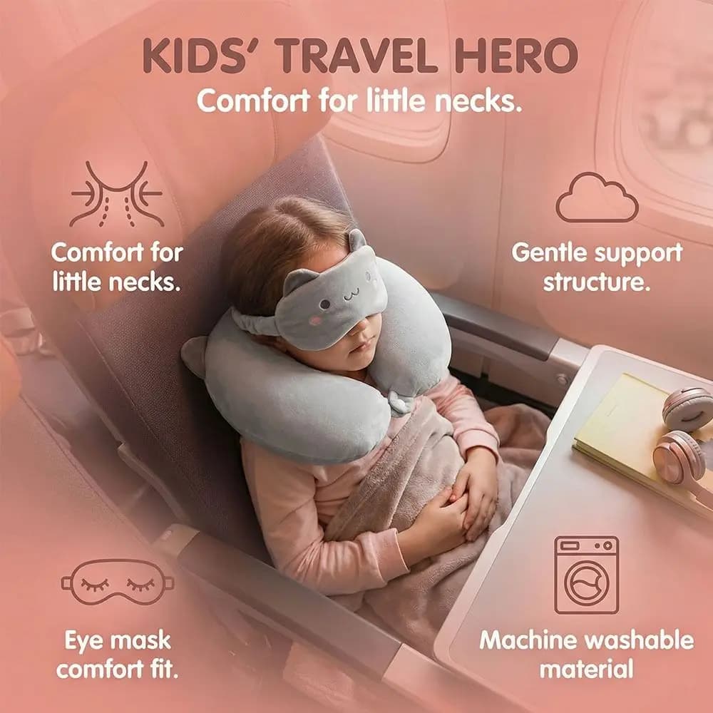 Cuscino a U per il Collo con Animali Cartoon, Comodo e Portatile, Supporto Ergonomico per Viaggi e Campeggio