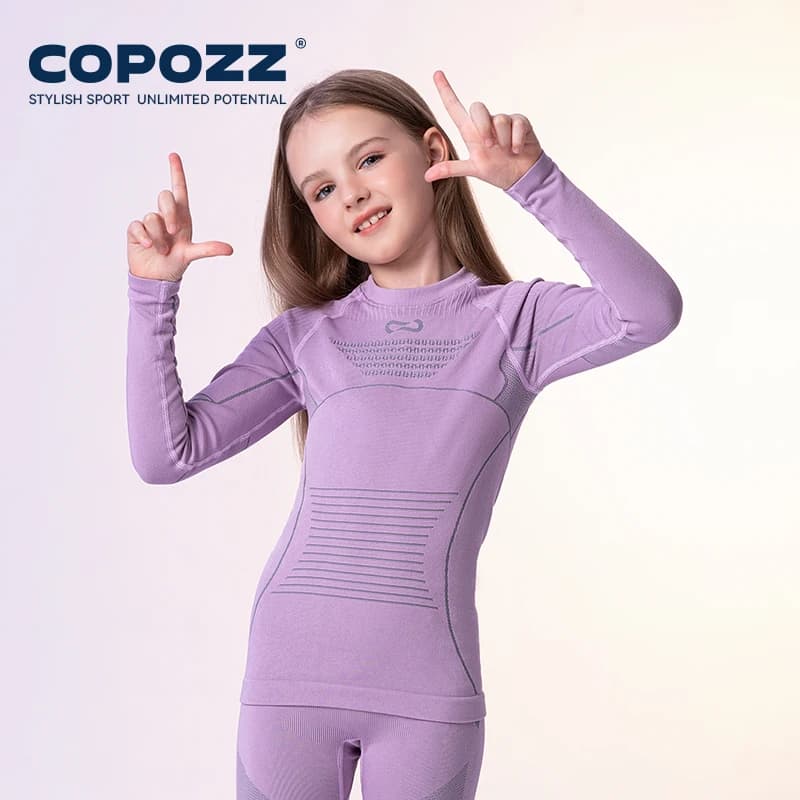 COPOZZ Bambini Bambini Ragazzo Ragazza Compressione Sci Set di biancheria intima Fitness Palestra Sci Snowboard Sport Corsa Yoga Tuta da esercizio