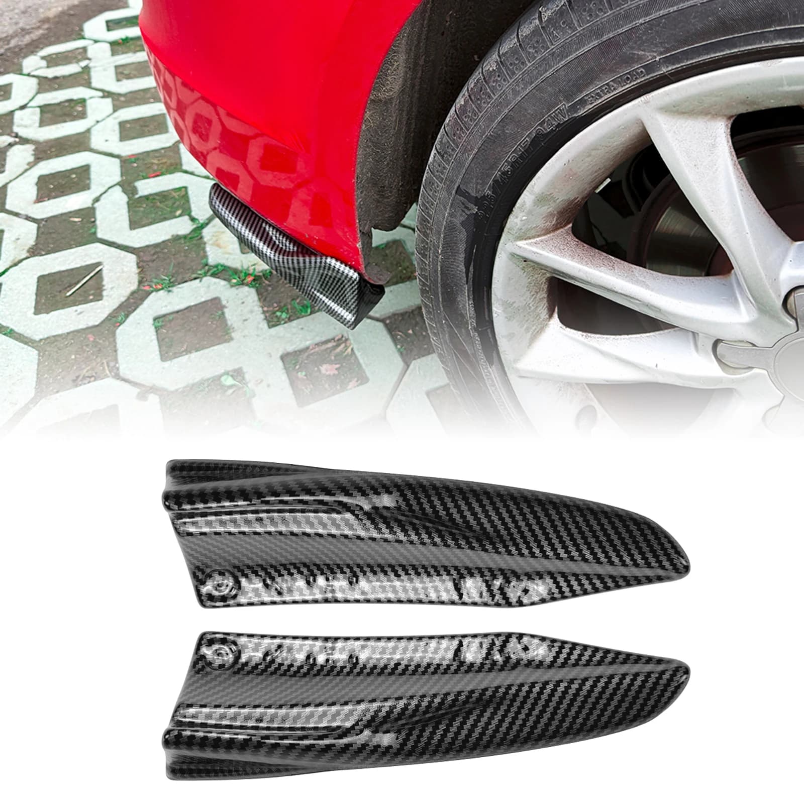 For Audi A3 S3 8V Sline 2013-2016, Lateral Spoiler Cover Rear bumper, Carbon Fiber Appearance/Nero Lucido, Lower diffuser