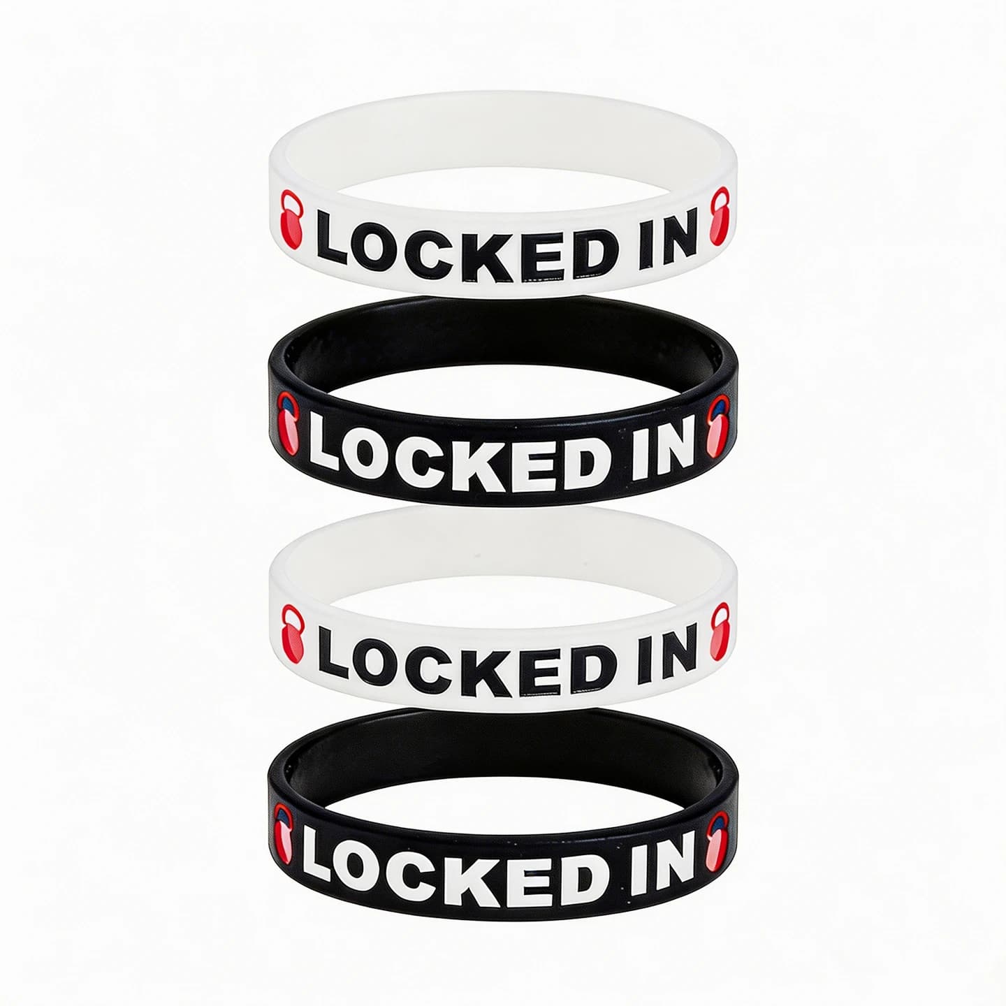 1 PC Locked In Fitness Silicone Wristband Kettlebell Design Motivational Bracelet Unisex Gym Sports Inspirational Wrist Strap