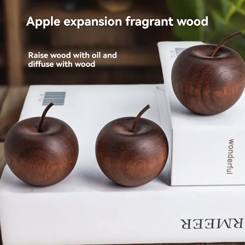 Ornamenti di mele in legno massello, aromaterapia per auto, diffusore di aromi, stanza sicura, diffusore di aromi, decorazione per aromaterapia del soggiorno