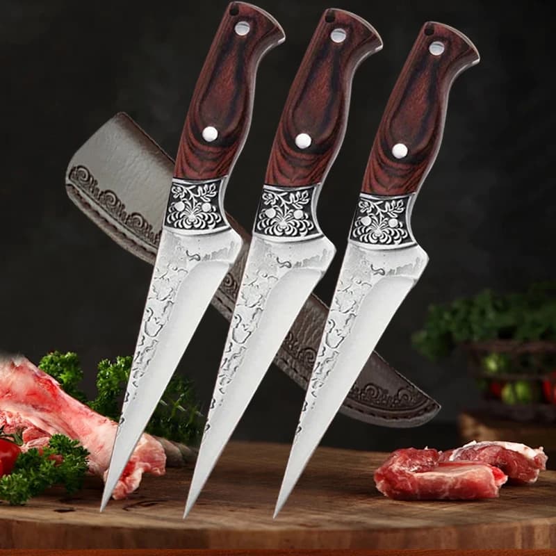 Professional knife forged kitchen knife for boneless mannaia wood handle for fish meat to slice stainless steel cook knife for cooking