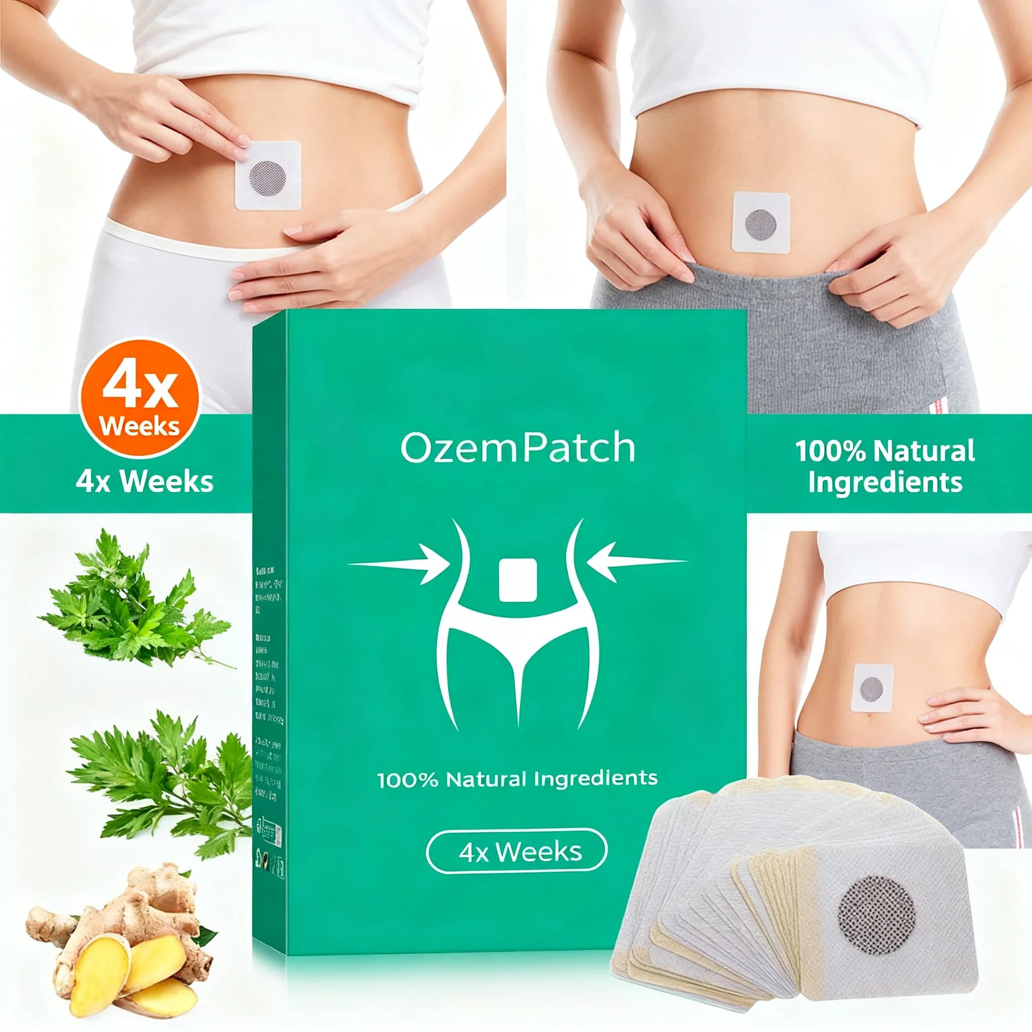 100% natural slimming patches 30 pieces - Herbal based umbilical stickers for body shape, gentle and warm feeling, easy to use day and night