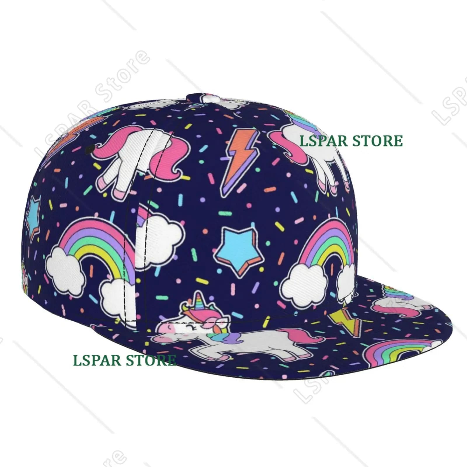 Cartoon Unicorn Flat Brimmed Hat Street Skateboarding Hip Hop Hat Outdoor Leisure Sunshade Baseball Hat Universal
