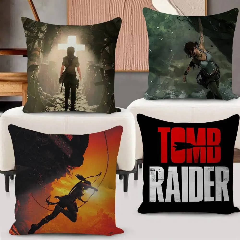 Federa per cuscino Lara Croft del gioco Tomb Raider, federa decorativa per cuscino da divano, sedia, camera da letto, casa