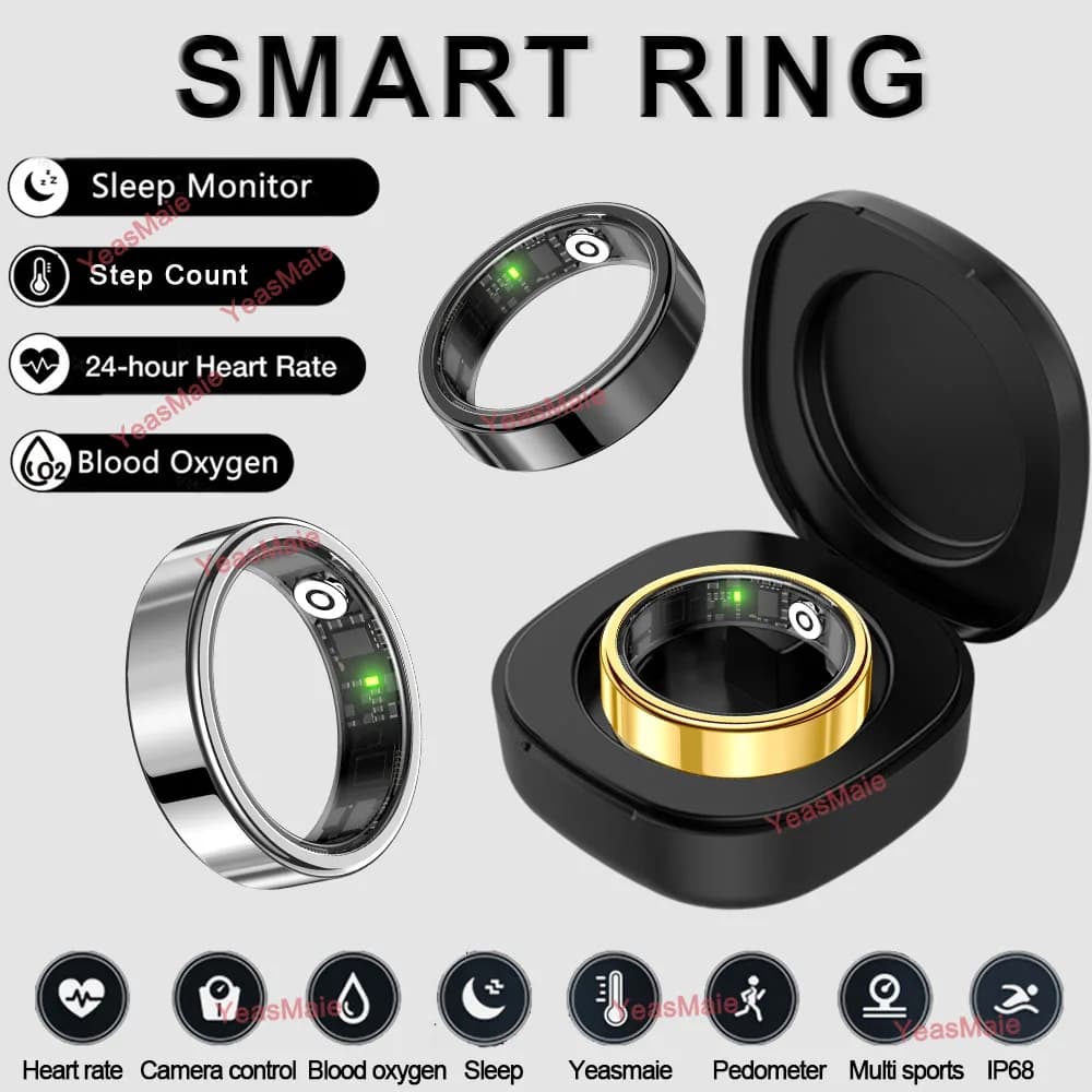Nuovo Anello Intelligente 2026 con Monitoraggio Frequenza Cardiaca, Ossigeno nel Sangue, Sonno e Movimento, Impermeabile IP68 5ATM, per Uomini e Donne, Regalo per le Feste