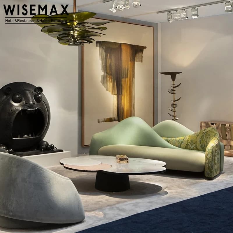 Divano reception WISEMAX FURNITURE Mobili di design di lusso Divani da soggiorno Tessuto in velluto Gambe posteriori curve Meno Mo