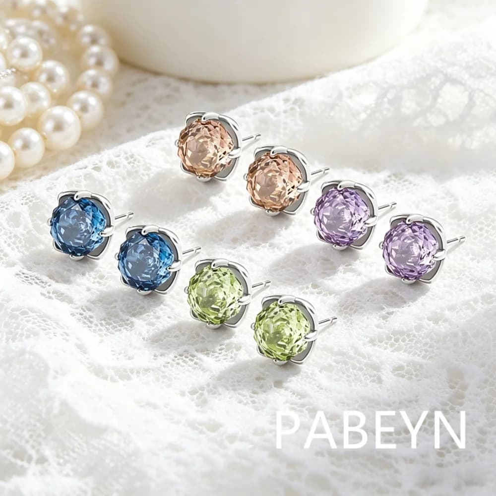 Orecchini a Perno in Argento Sterling 925 con Cristalli di Zirconia, Design a Petalo Tagliato a Rosa, Regalo per Compleanno, Anniversario, Uso Quotidiano
