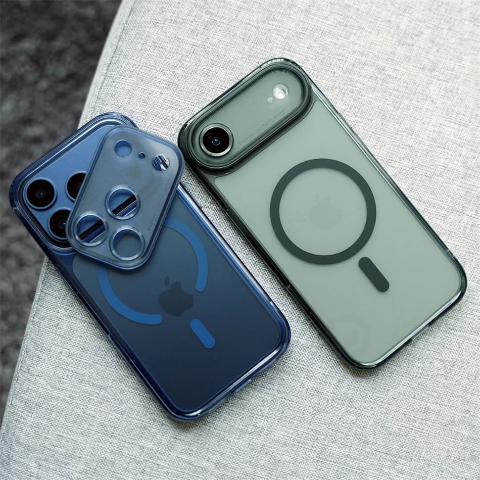 Custodia Magnetica Opaca Trasparente per iPhone 17 Pro Max con Pulsante per Fotocamera e Lente Rimovibile, Compatibile con MagSafe, Antiurto e Smerigliata