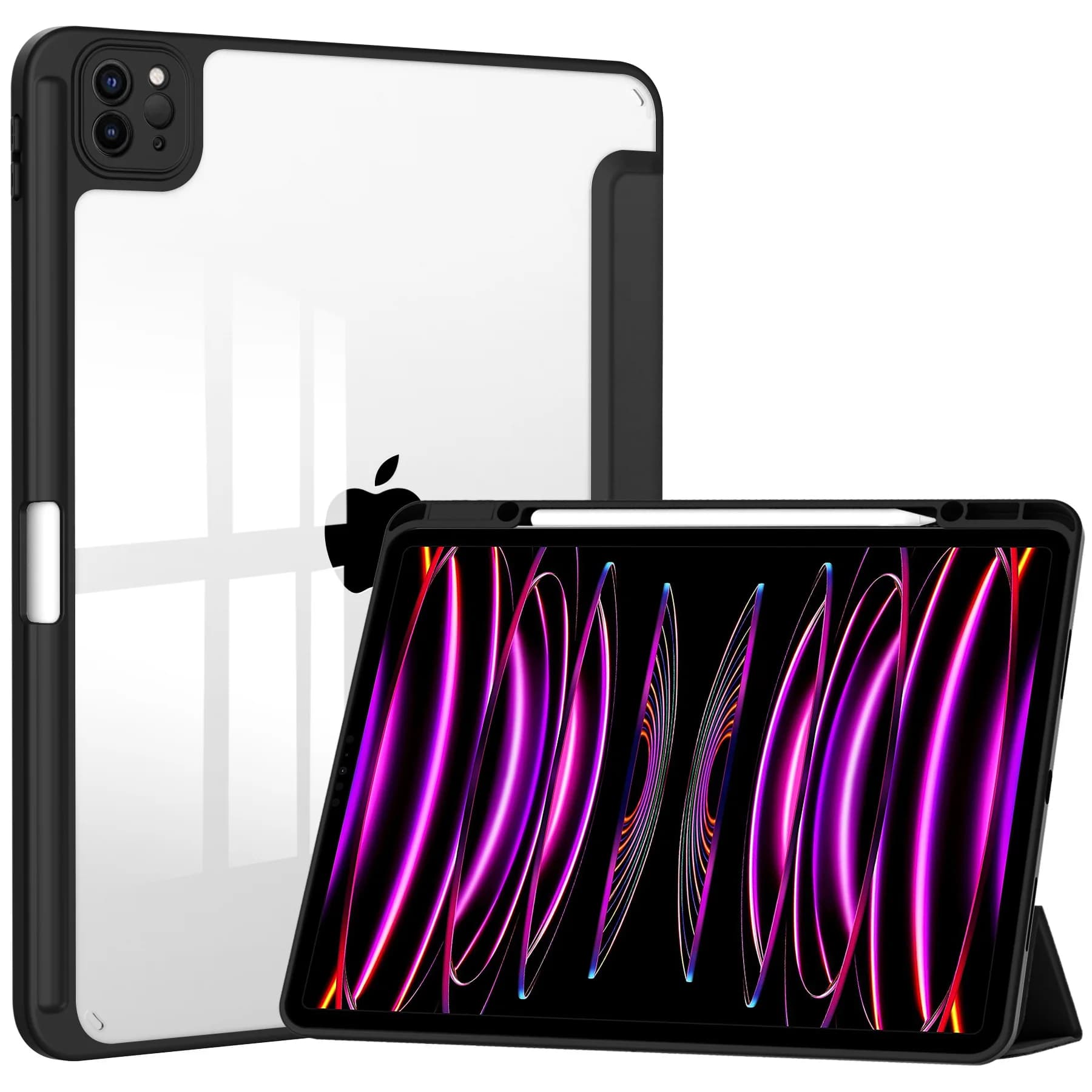Adatto per iPad Pro 12,9" (2022/2021/2020/2018) con portapenne, custodia protettiva per tablet ultrasottile, resistente agli urti