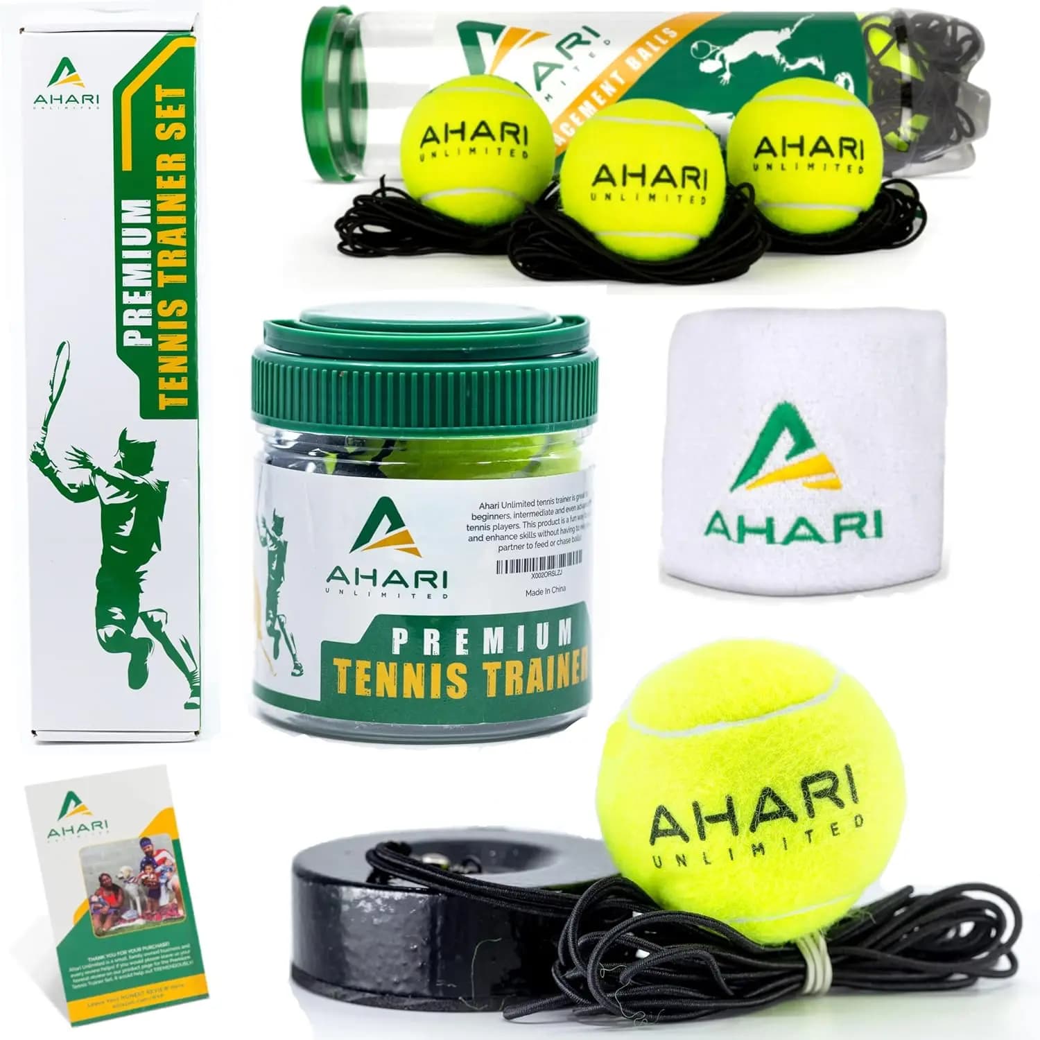 Set Premium per Allenamento Tennis con Rebounder Professionale, 3 Palline e Braccialetto per Pratica Individuale