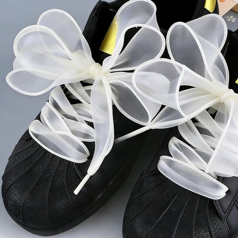 Lacci piatti in rete larghi 2,3 cm, lacci in raso color caramella per sneakers e scarpe basse, lacci per scarpe da principessa, lacci a nastro monocolore
