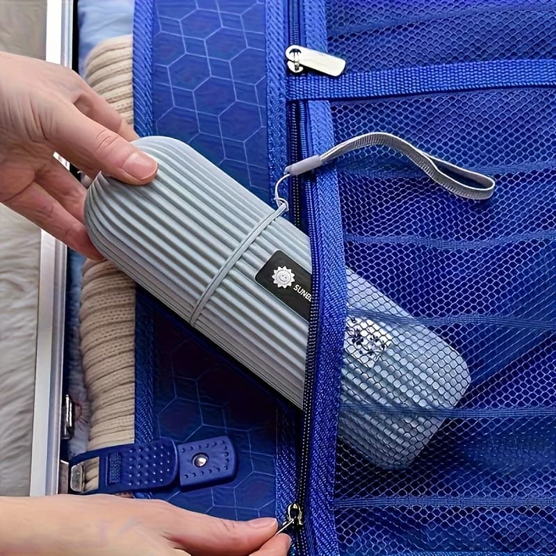 Set da Viaggio per Igiene Orale con Custodia, Bicchiere Portatile per Collutorio e Porta Dentifricio, Kit Compatto per Viaggi e Viaggi d'Affari