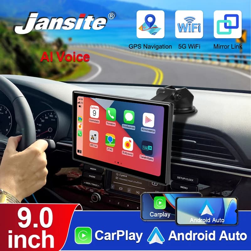 Universal Jansite 9 pollici Carplay MP5 Monitor portatile Smart Player Wireless Android Auto Dual Bluetooth Music AUX USB BT 5.0 IPS
