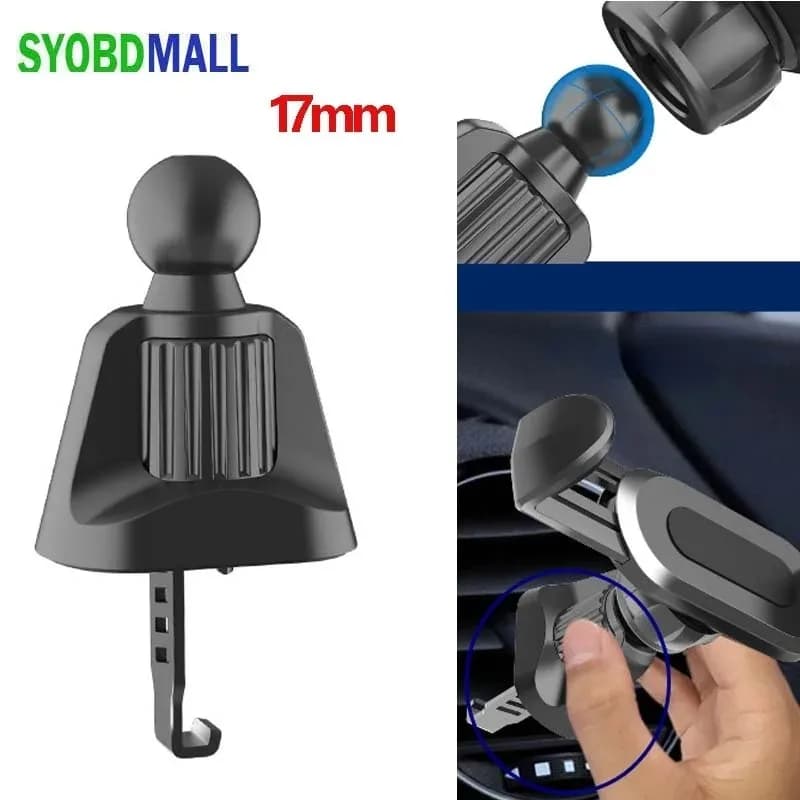 Base per supporto per telefono da Auto con testa a sfera da 17mm Clip a gancio a forma di J presa d'aria per Auto accessori per supporto girevole staffa per arco automatico