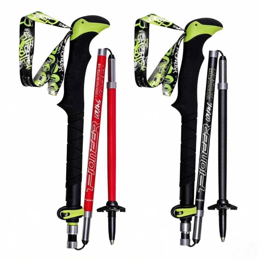 PIONEER 5 Section Trekking Pole Ultralight Carbon Fiber Adjustable Hiking Stick with Dual Lock for Trail Running Backpacking