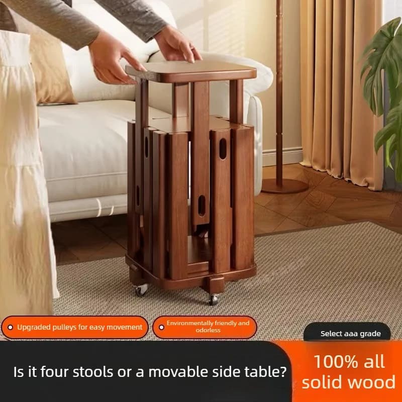 Solid wood stackable square stools, dining stool sets, dining chairs, living room stools, coffee stools, soft pack seat cushions