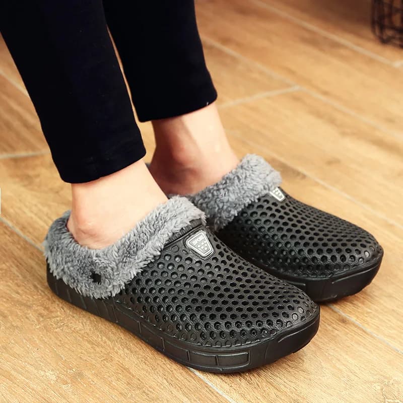 Men's and Women's Style Men's and Men's Cotton Slippers Hot Winter Mule Shoes and Velvet Wedges