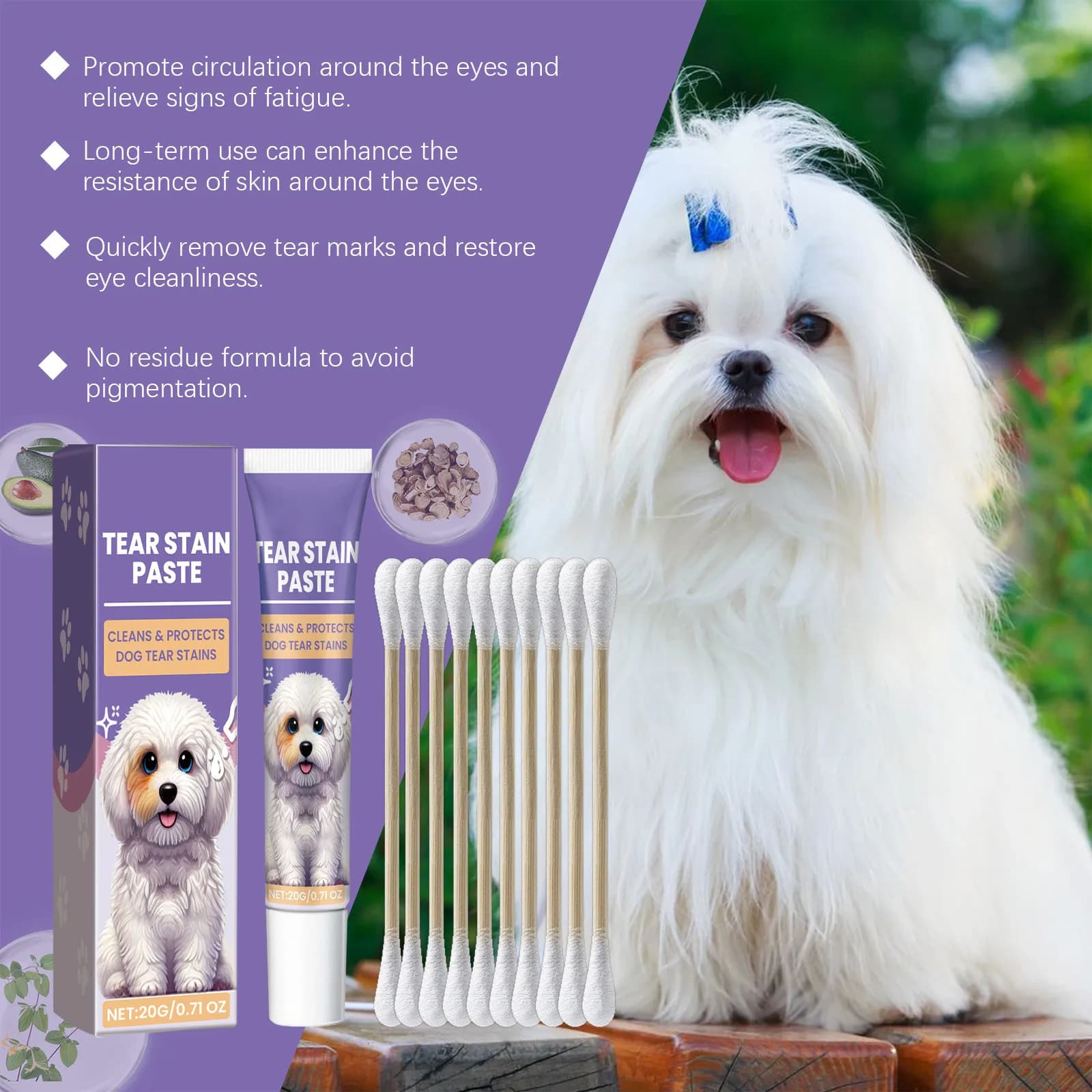 1/2/5pcs Pet Tear Stain Remover Crema detergente per occhi di cane Pet Eye Stain Cleaner Unguento Natural Tear Stain Remover Pasta 20g/1pc