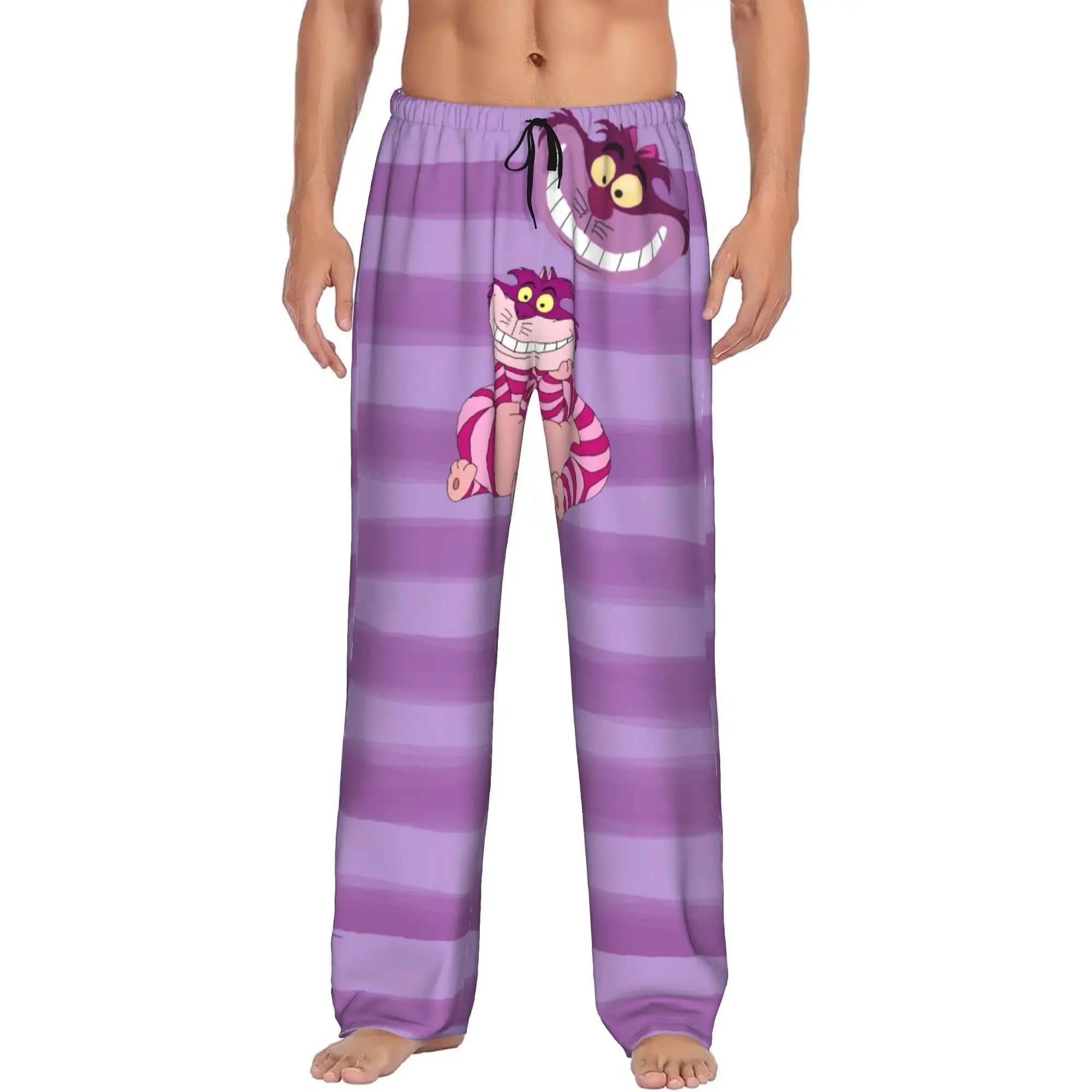 Custom C-Cheshire Anime Cat Pajama Pants for Men Lounge Sleep Stretch Sleepwear Bottoms with Pockets