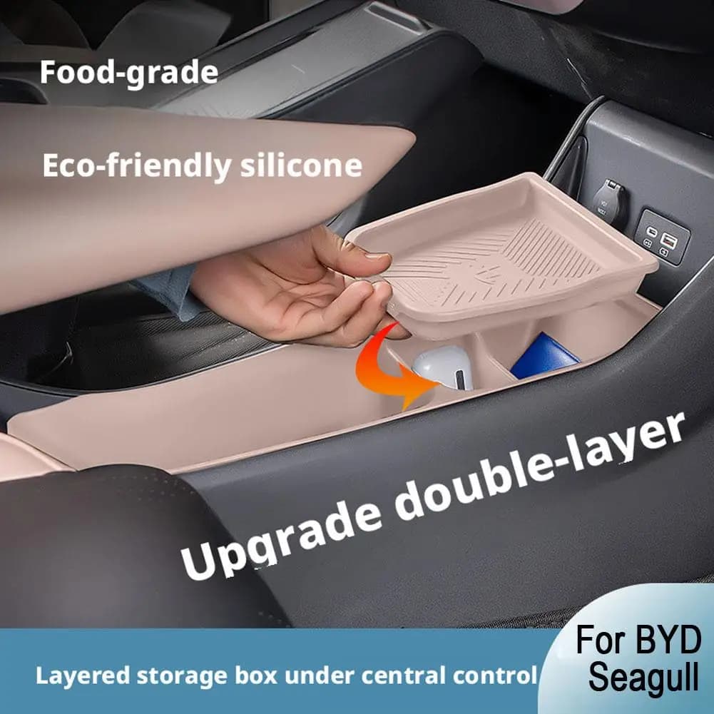 Per BYD Seagull Auto Console Centrale Scatola di Immagazzinaggio Doppio Strato Trasparente Zoning Interni In Silicone Auto A Strati Organizzatore Accessore R3S4