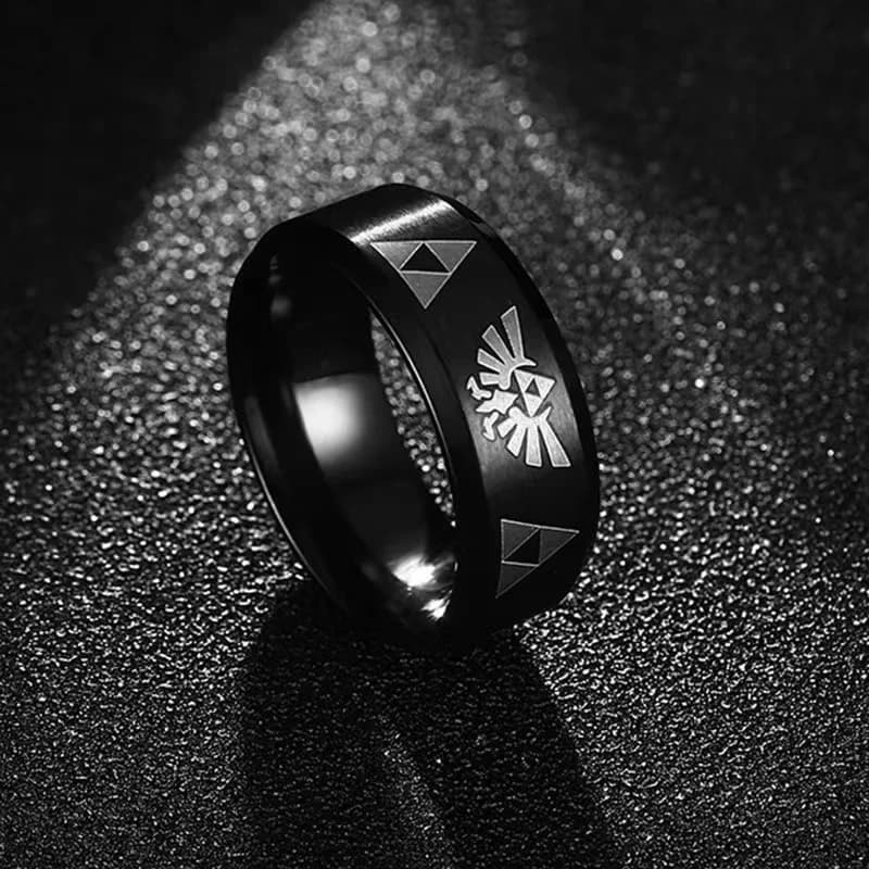 Anello a fascia triangolare Triforce Anime di moda in acciaio inossidabile 316L regalo di gioielli per feste cosplay unisex