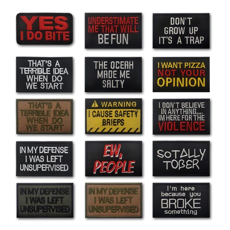 Citazioni ispiratrici inglesi Ricamo Panno Gancio Anello Patch Zaino Morale tattico Distintivo Applique per giacca Borsa jeans