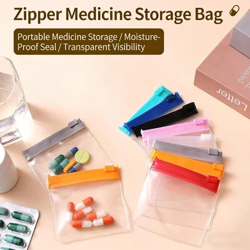 20pcs Reusable Zippered Pill Pouch Bags Portable Travel Mini Small Med Organizer Waterproof Lightweight For Daily Medication