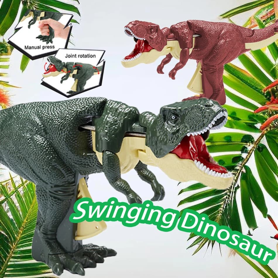 Giocattolo Dinosauro a Molla Telescopica Manuale, Modello Tirannosauro Rex Oscillante e Rotante, Regalo per Bambini