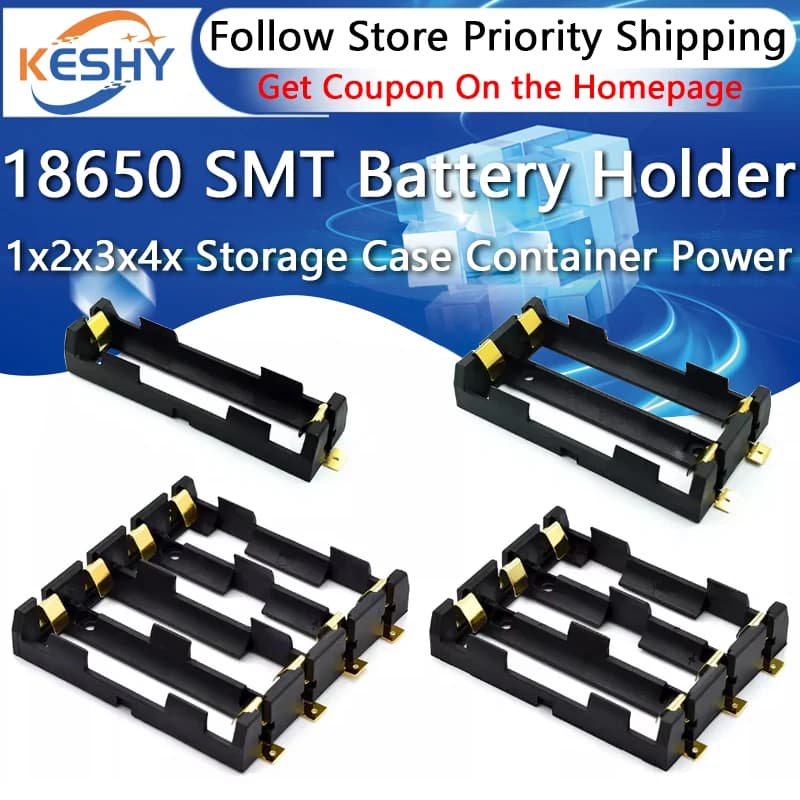1x2x3x4x 18650 SMT Portabatteria 18650 SMD Scatola batteria Custodia Contenitore Power Bank con perni in bronzo Ricaricabile SMT